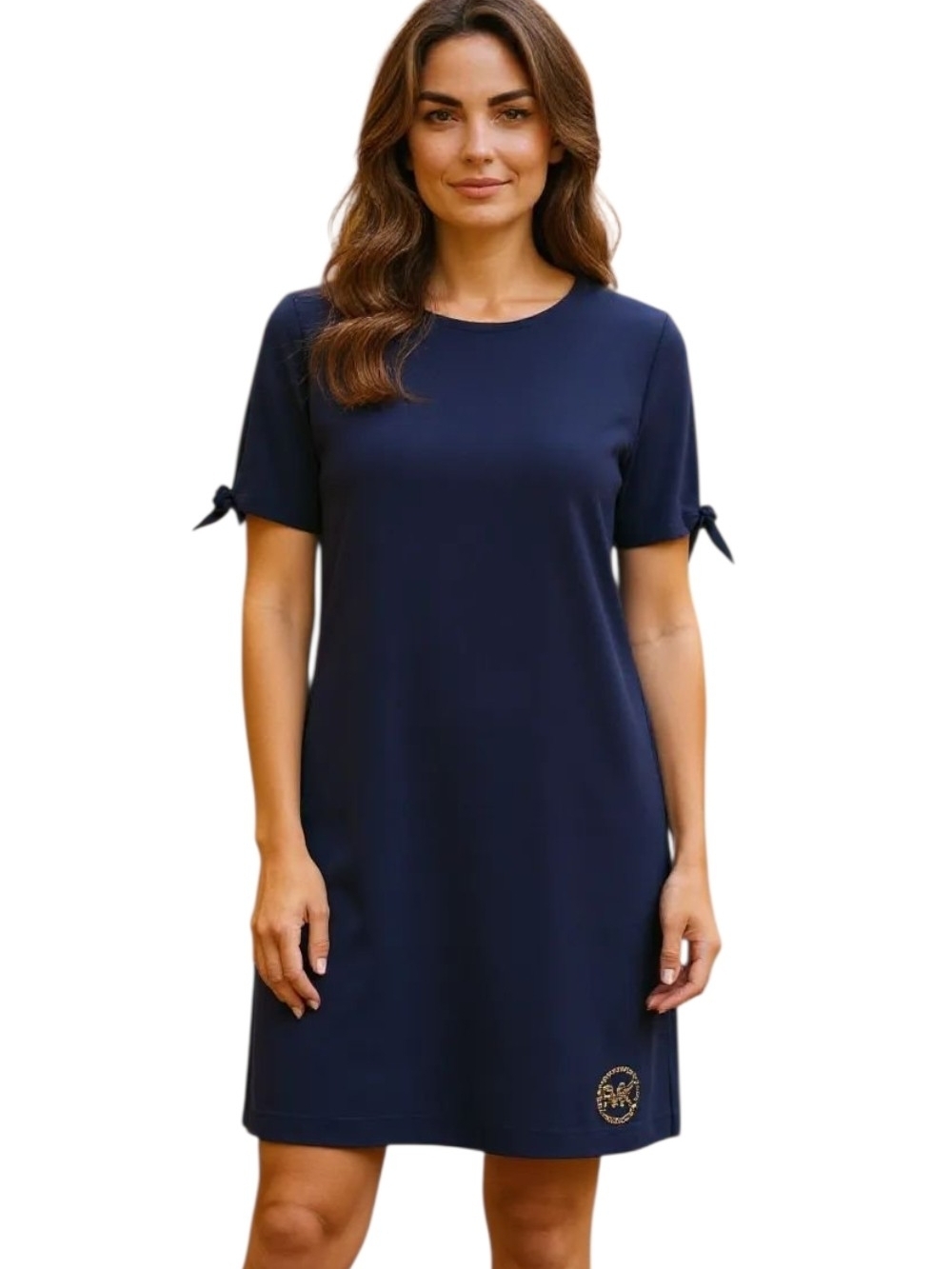 Michael Kors -Navy Blue Shift Dress, Short Sleeve, Round Neck, Size Small